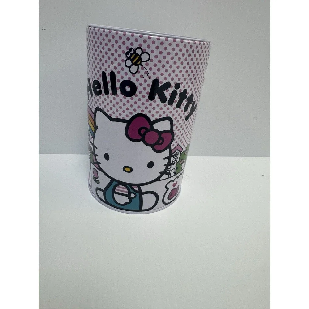 Hello Kitty Pink Tin Coin Bank Metal Piggy Bank Savings Can Sanrio New NWOT